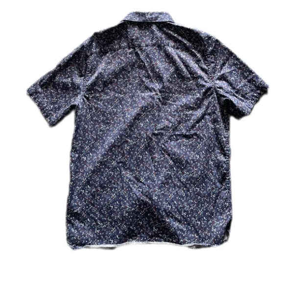 Tahari Stretch Short Sleeve Button Down Navy Patterned Shirt Men’s Large - Picture 4 of 10